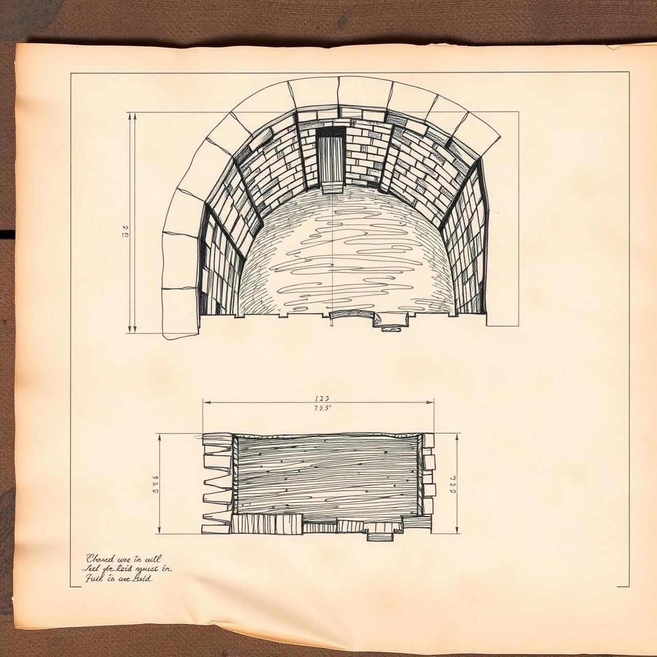 Disegno di rilievo storico di una cisterna